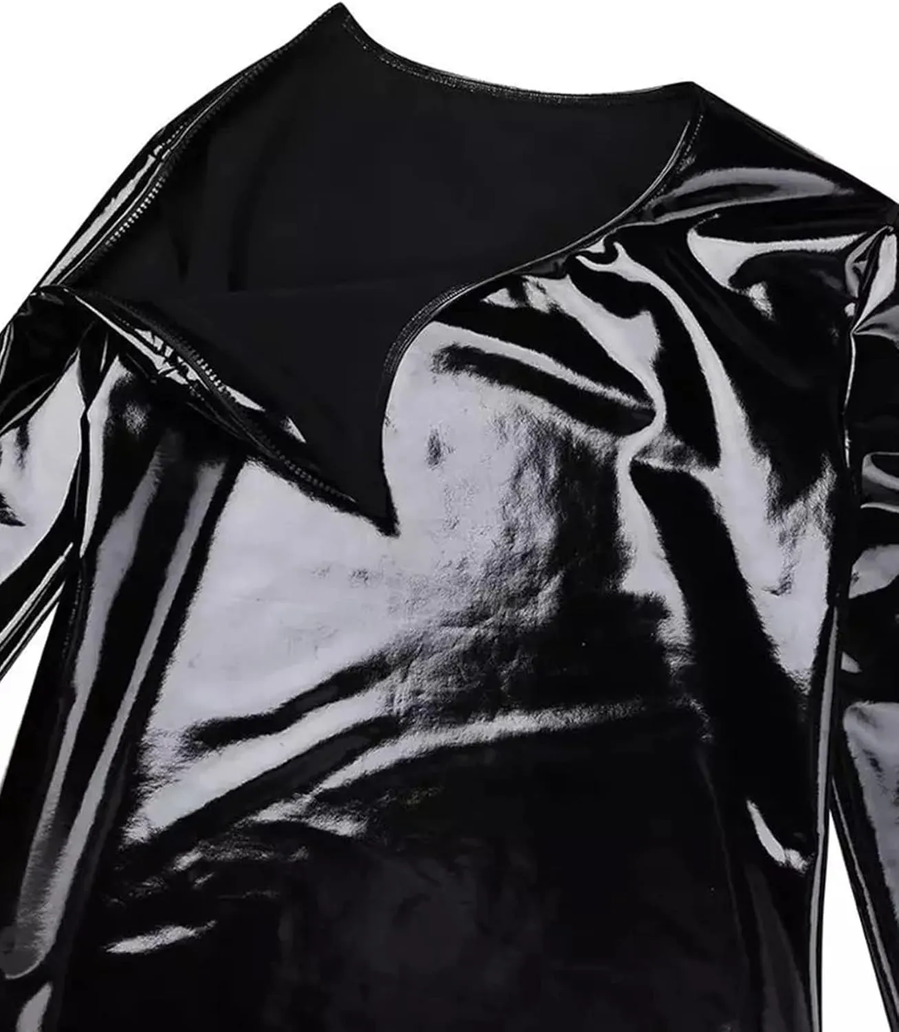 AIEOE Mens Leather Metallic Shirts Shiny Slim Fit Stretch Top Wetlook Club Party Undershirts