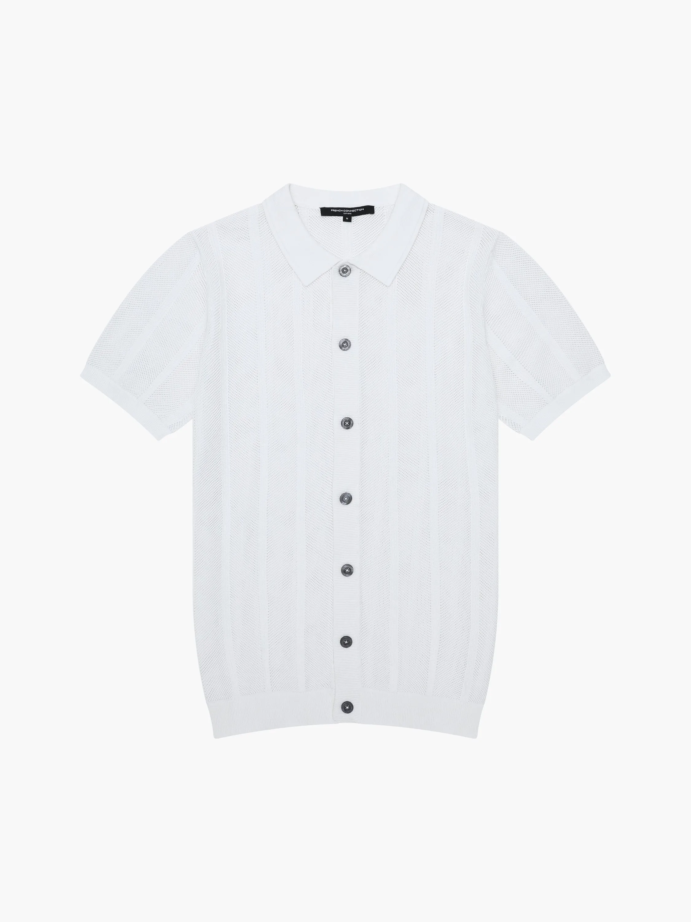 Button Down Bias Textured Short Sleeve Shirt