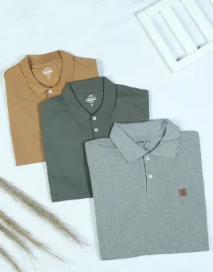Buy 2 Get 1 Free  Men's Solid Basic Short Sleeve Polo Shirt