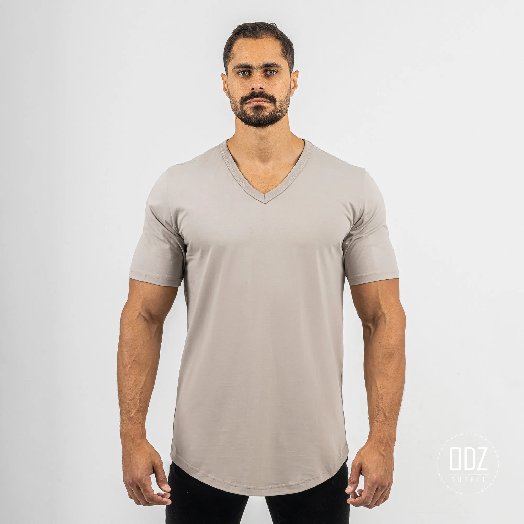 Curved V Collar T-shirt