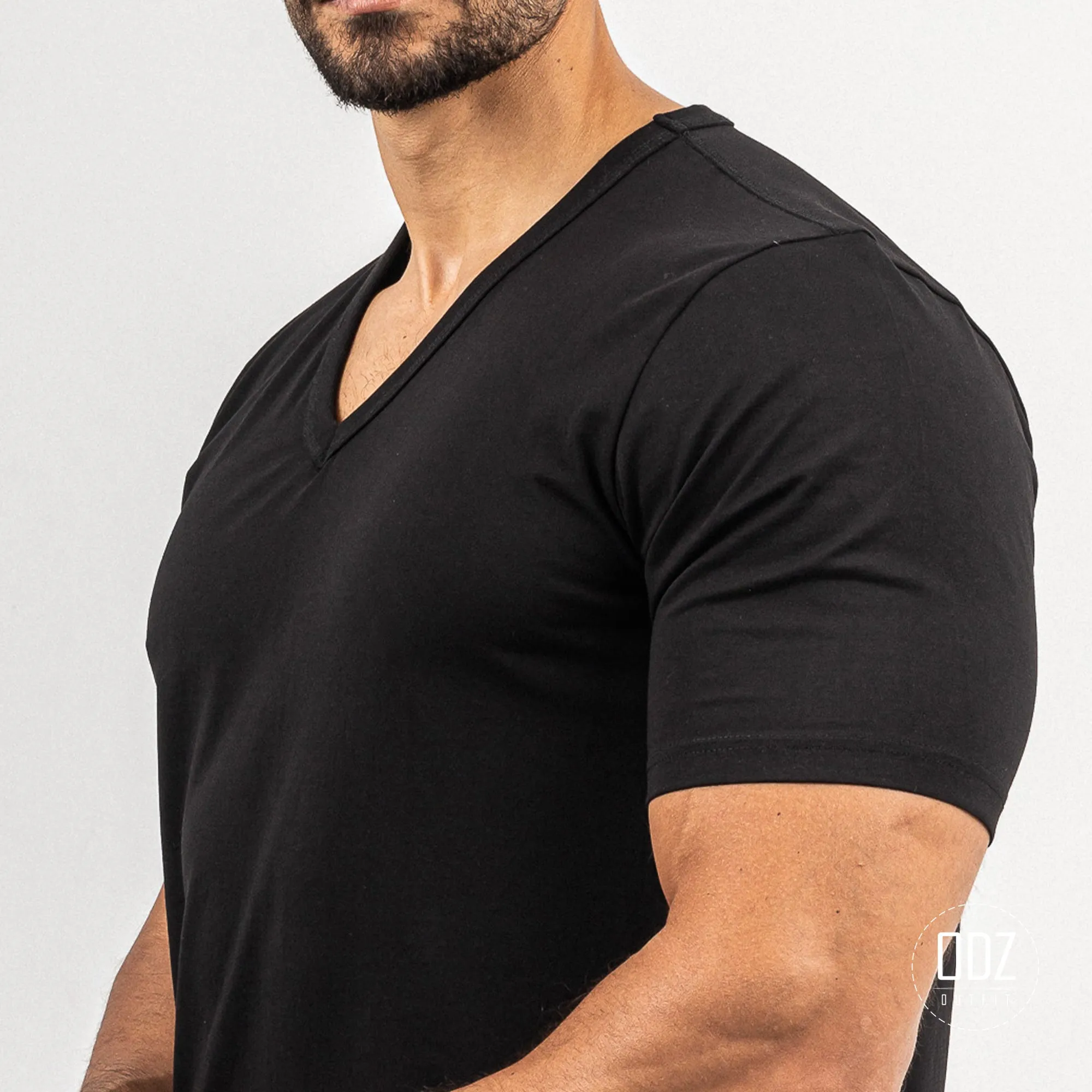 Curved V Collar T-shirt