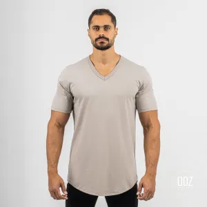 Curved V Collar T-shirt