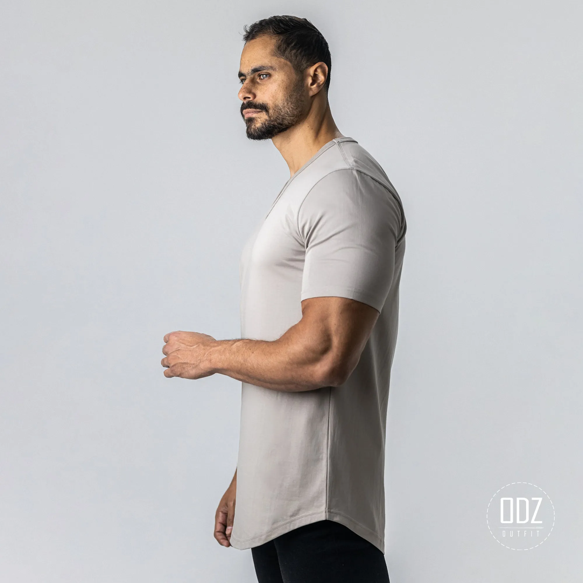 Curved V Collar T-shirt