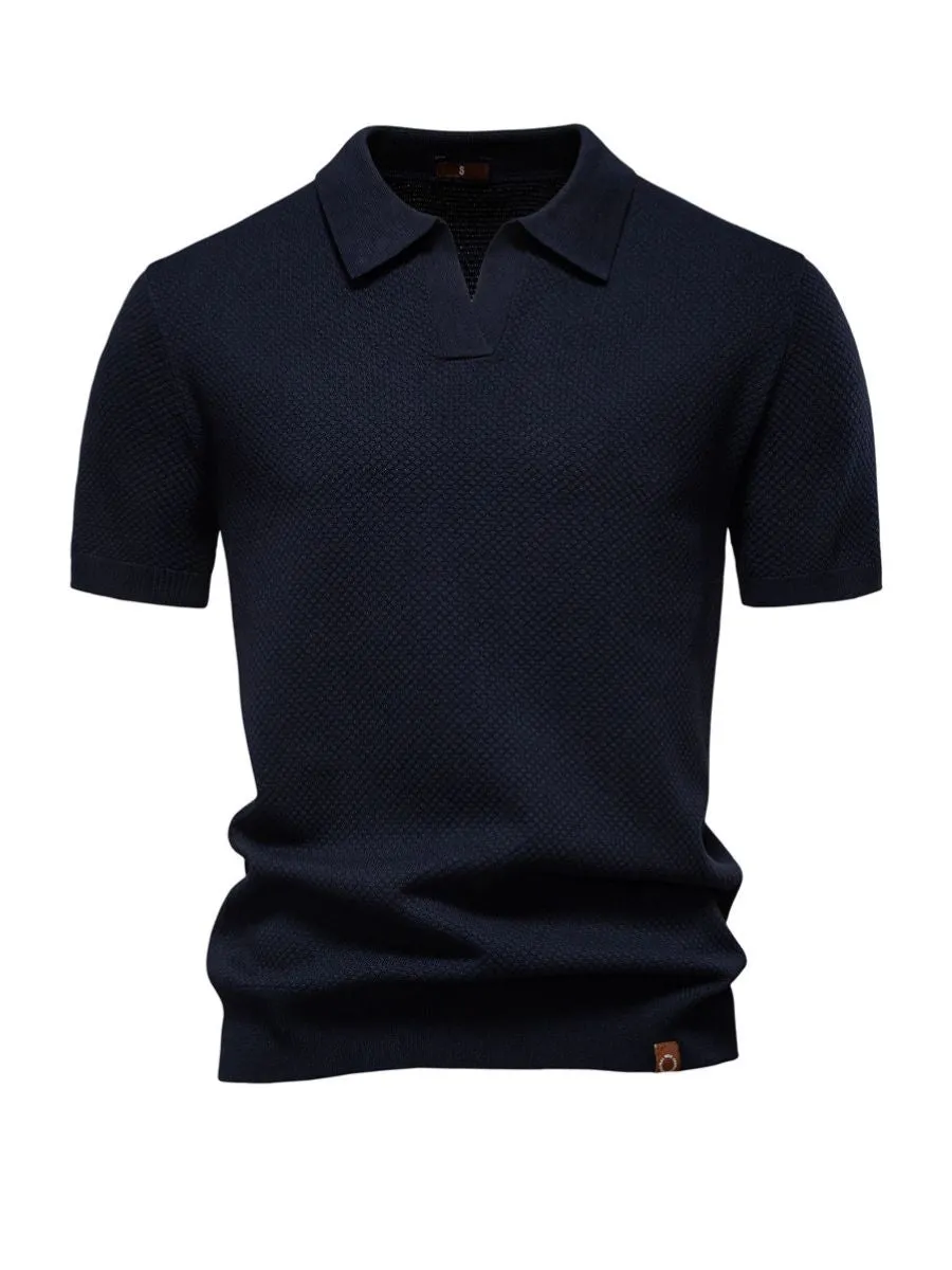 Elegant Textured Short Sleeve Polo