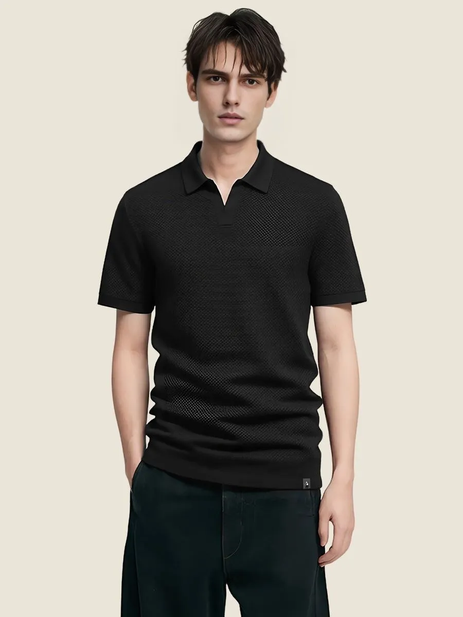 Elegant Textured Short Sleeve Polo