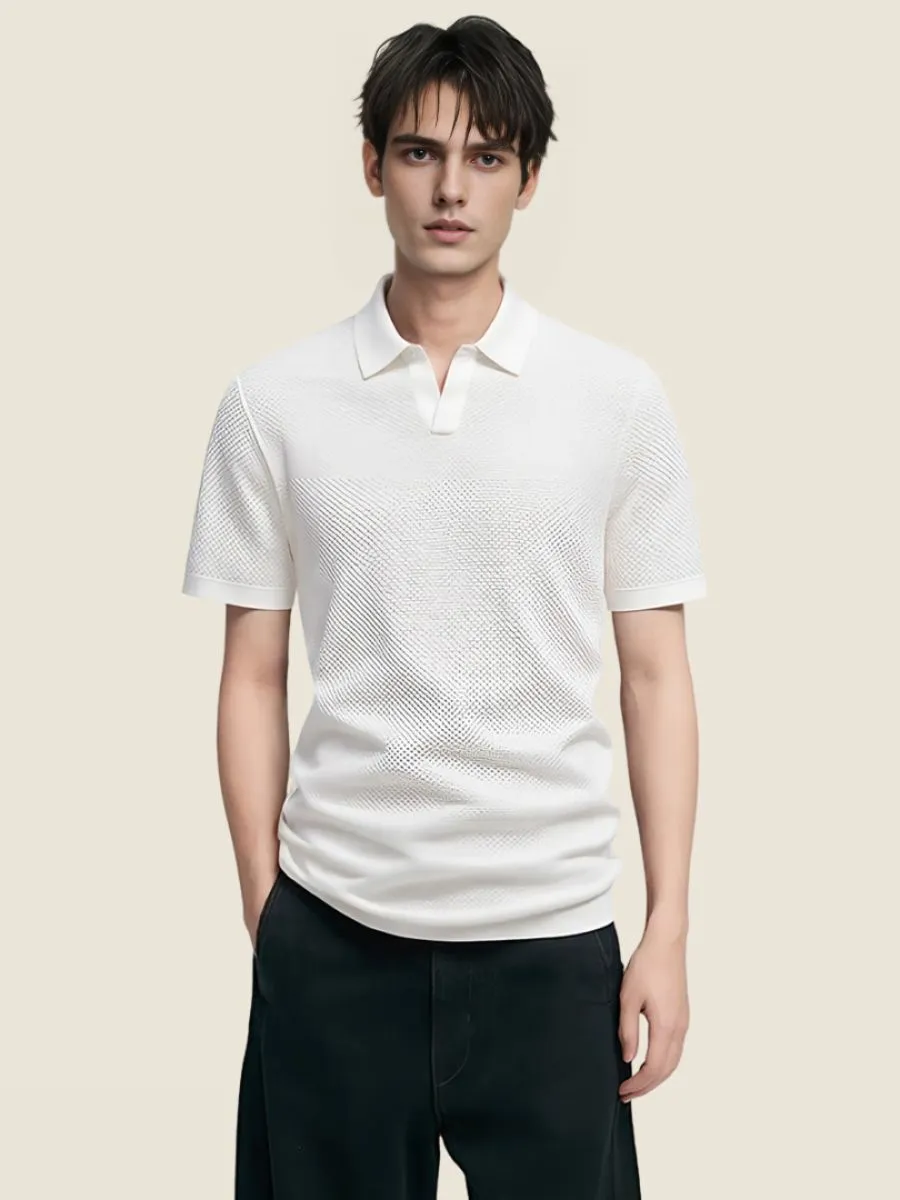 Elegant Textured Short Sleeve Polo