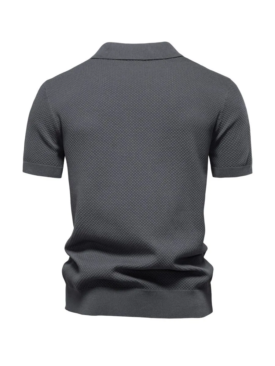 Elegant Textured Short Sleeve Polo
