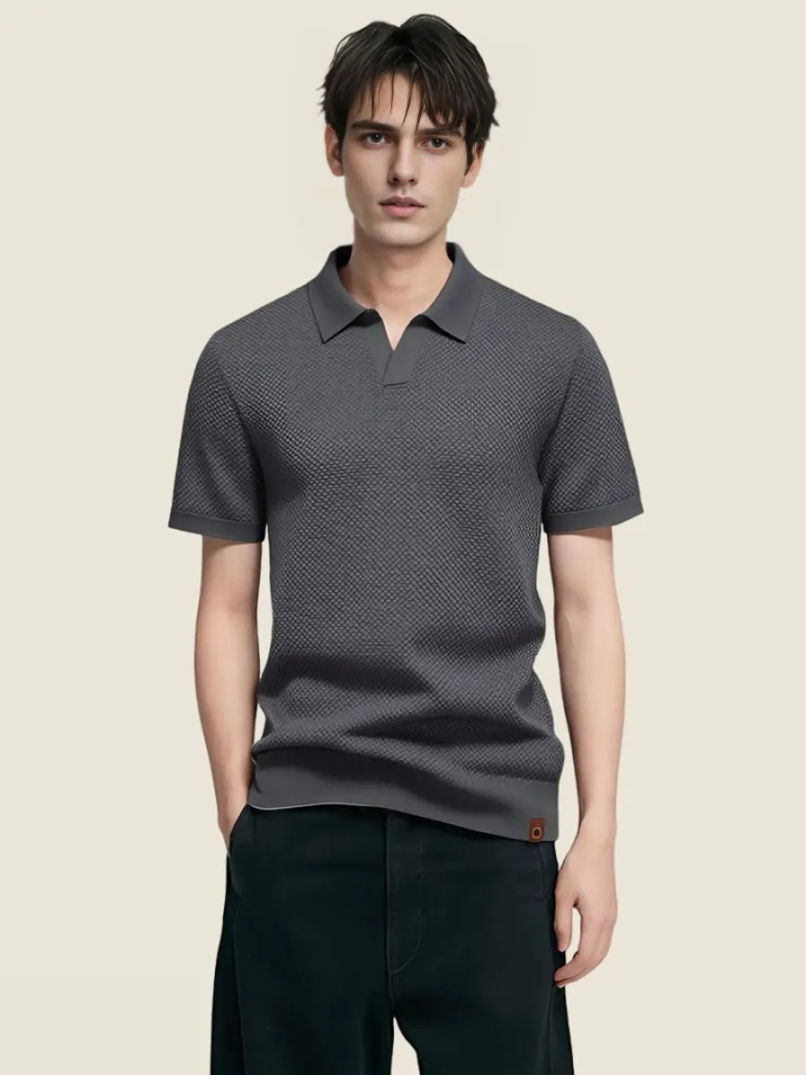 Elegant Textured Short Sleeve Polo