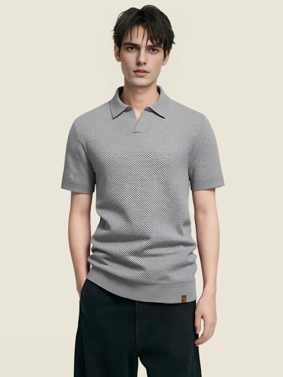 Elegant Textured Short Sleeve Polo