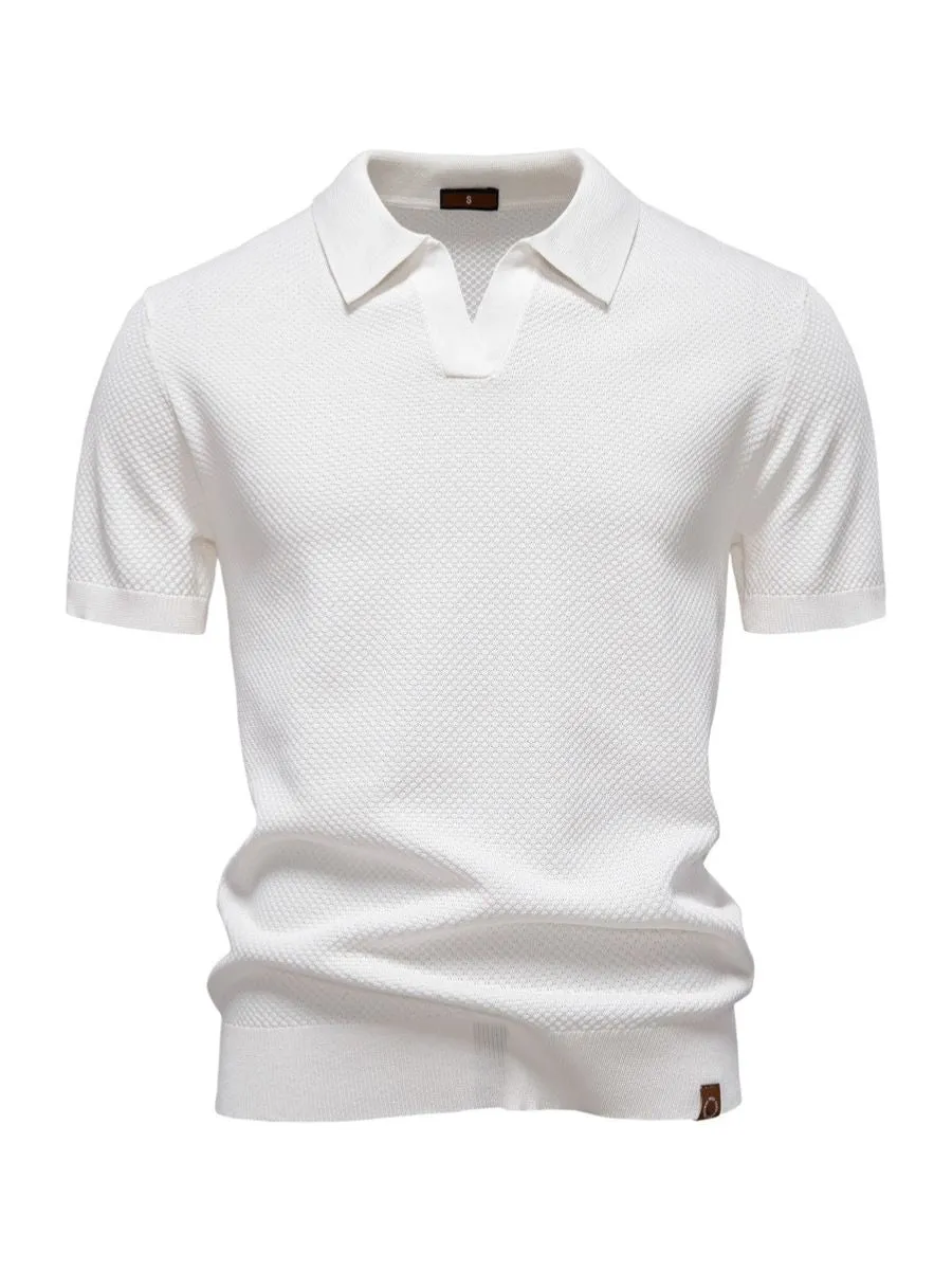 Elegant Textured Short Sleeve Polo