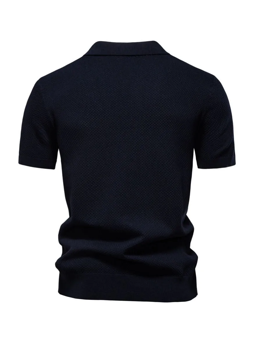 Elegant Textured Short Sleeve Polo
