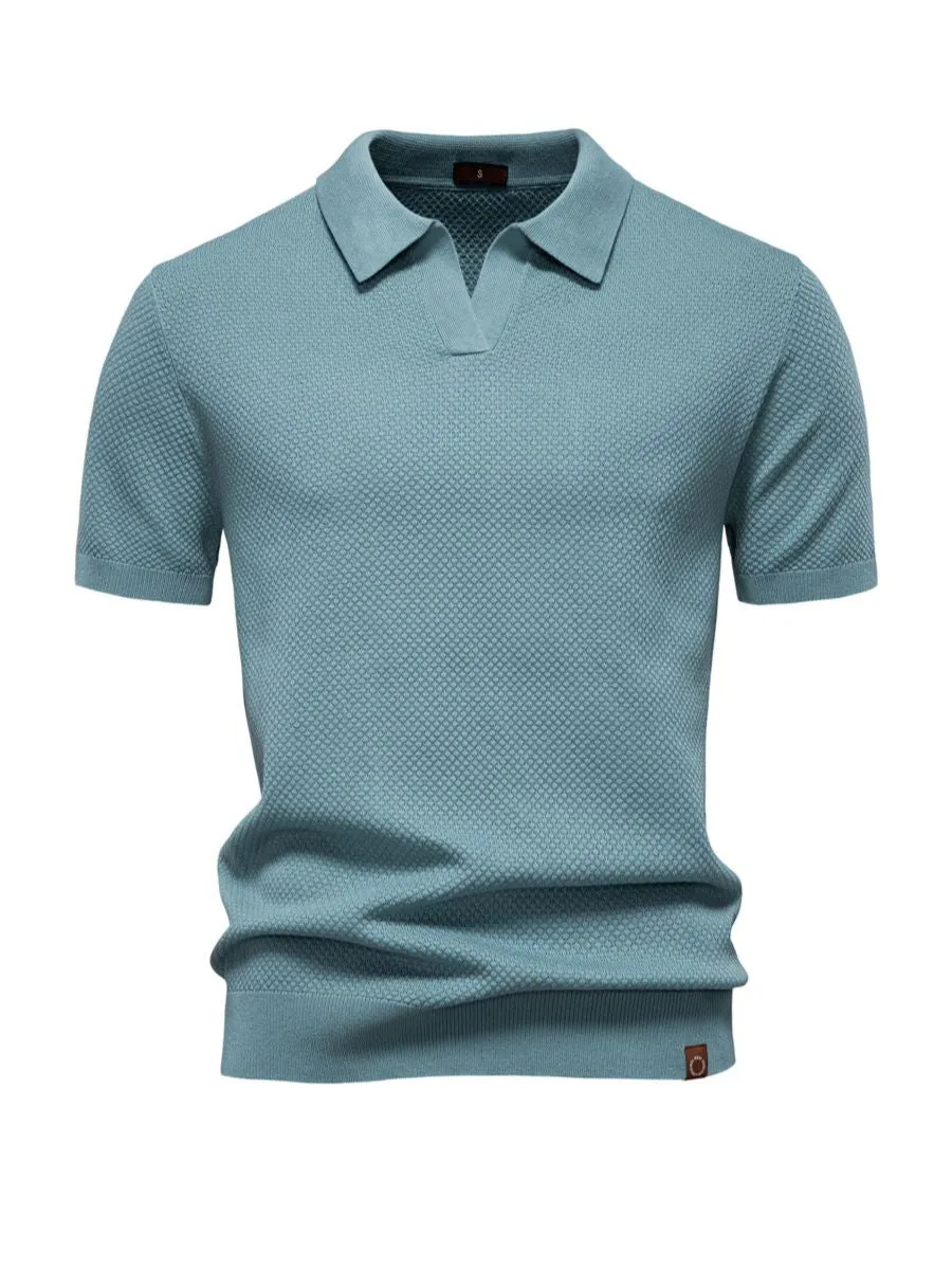 Elegant Textured Short Sleeve Polo