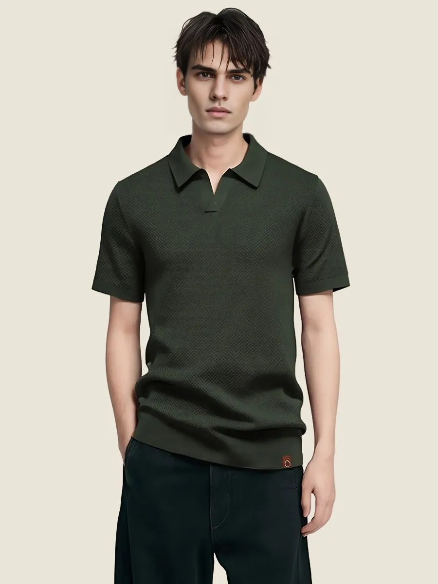 Elegant Textured Short Sleeve Polo