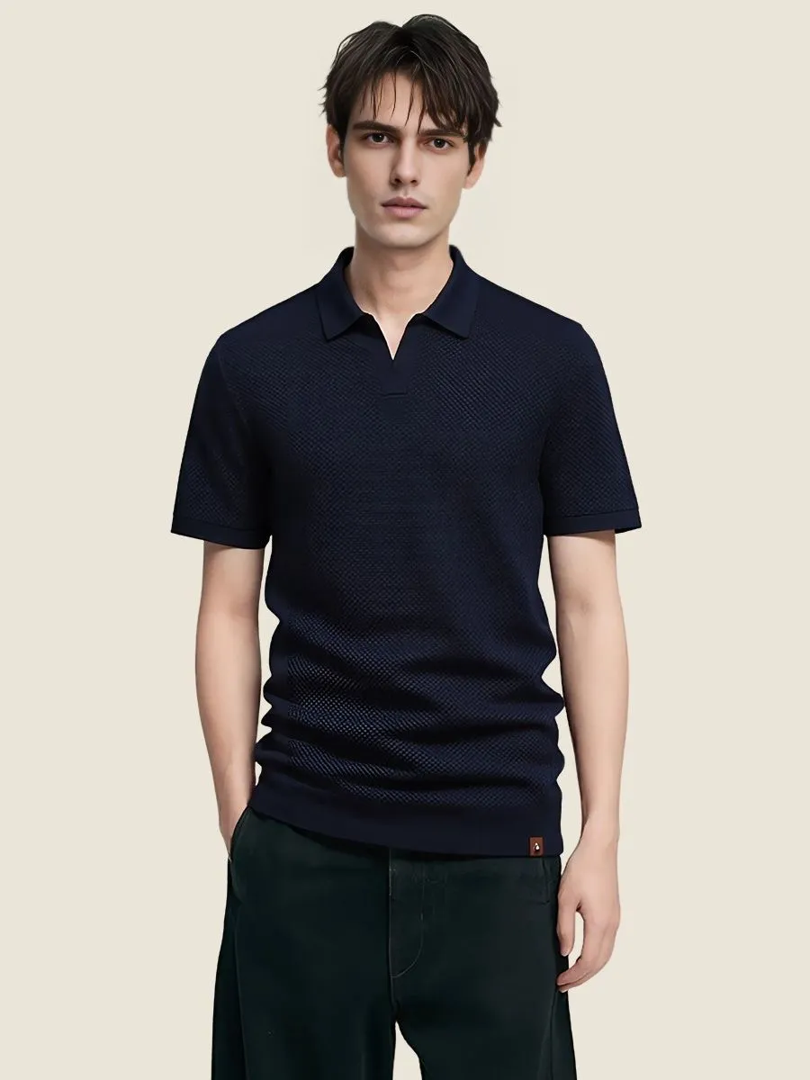 Elegant Textured Short Sleeve Polo