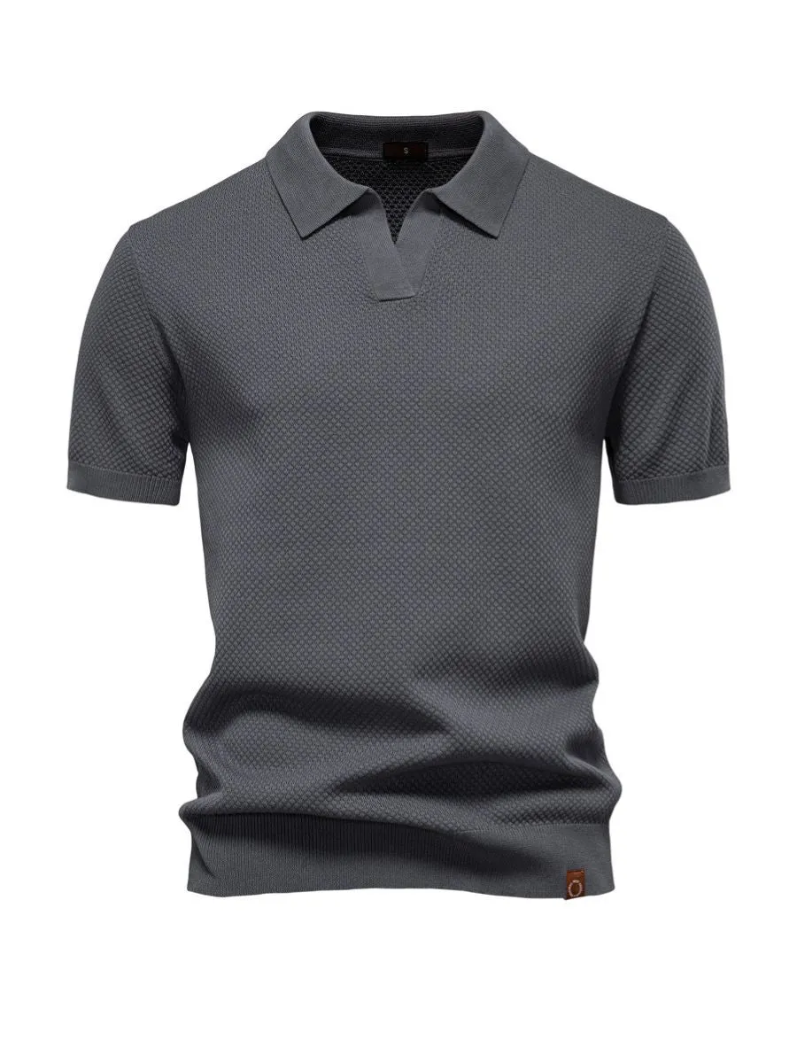 Elegant Textured Short Sleeve Polo