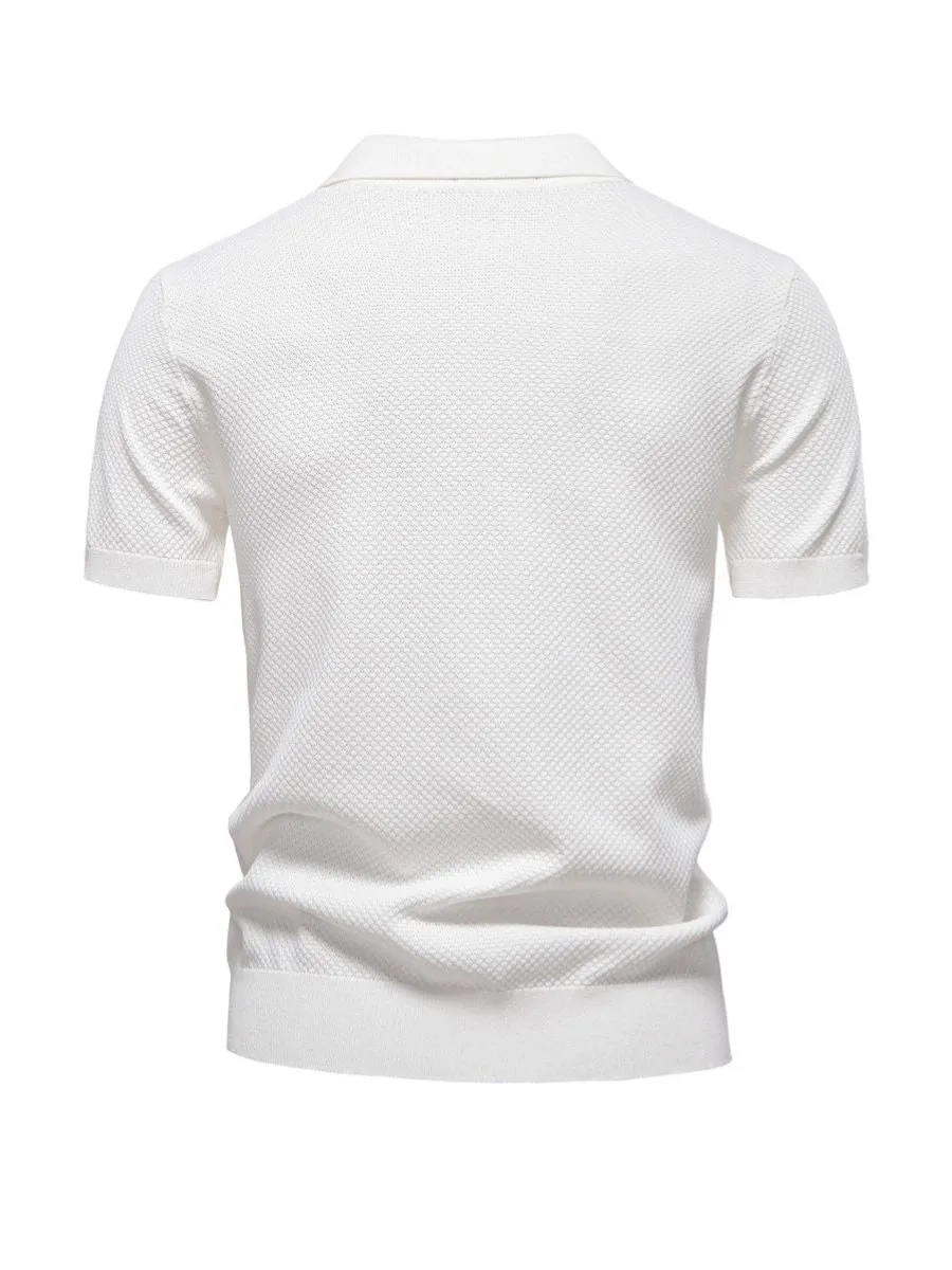 Elegant Textured Short Sleeve Polo