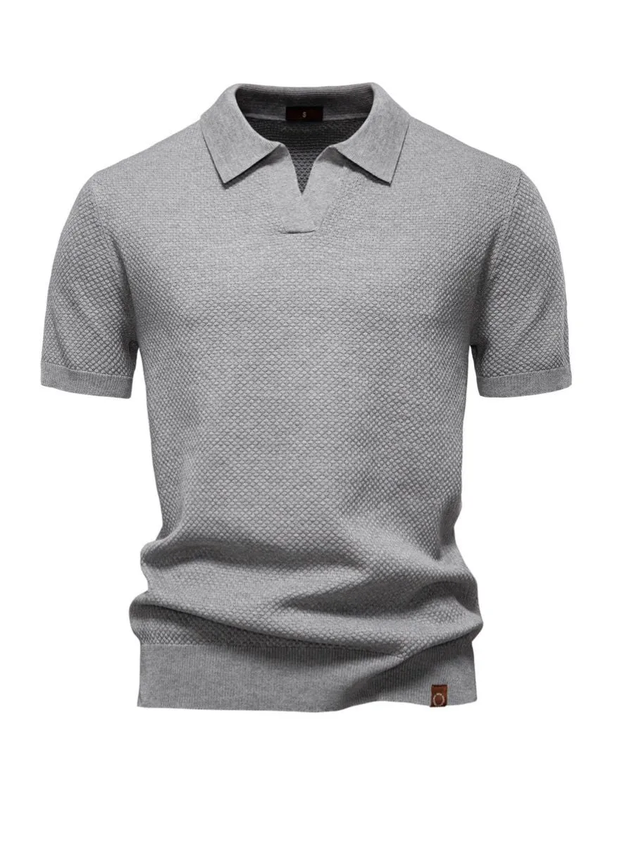 Elegant Textured Short Sleeve Polo