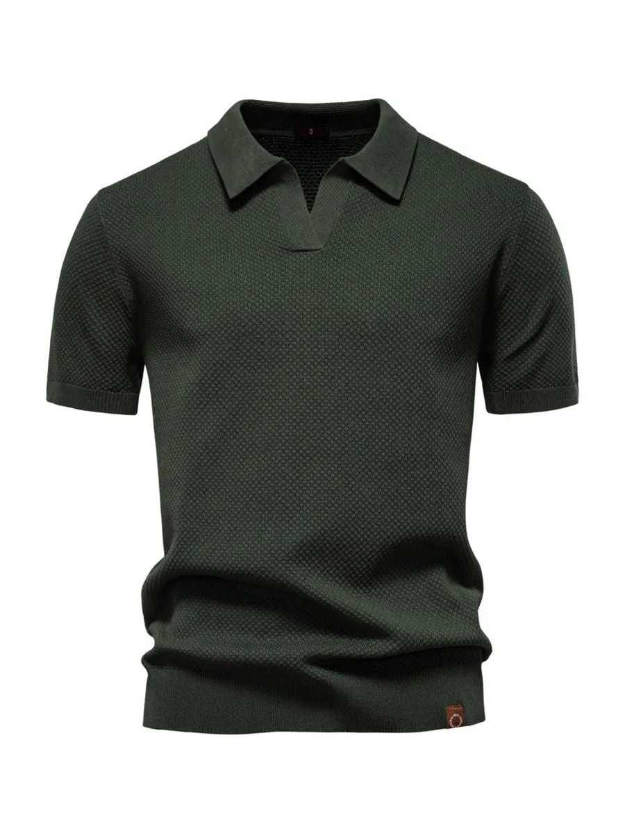 Elegant Textured Short Sleeve Polo
