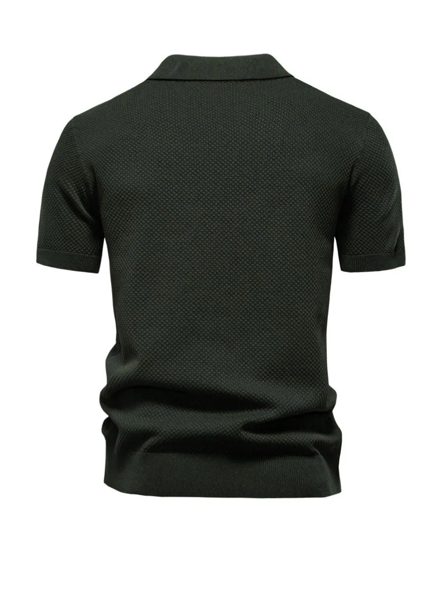 Elegant Textured Short Sleeve Polo