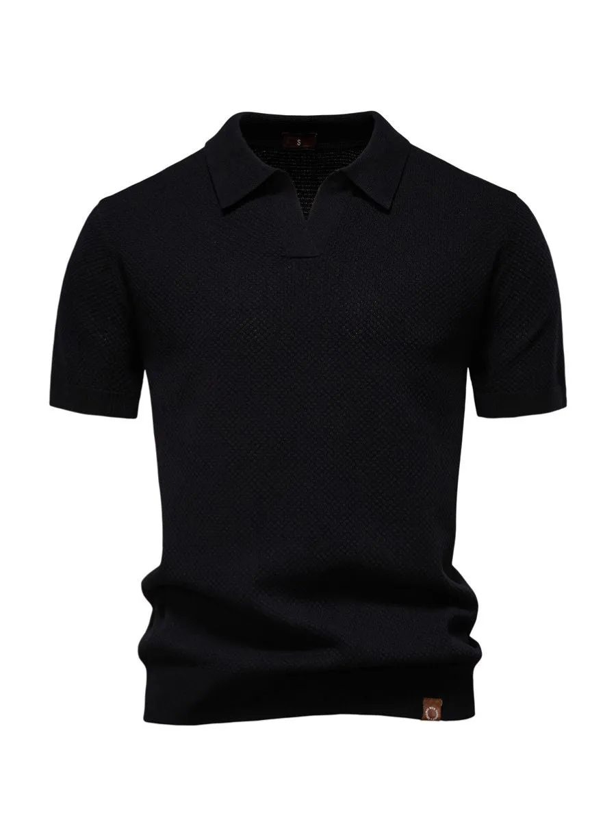 Elegant Textured Short Sleeve Polo