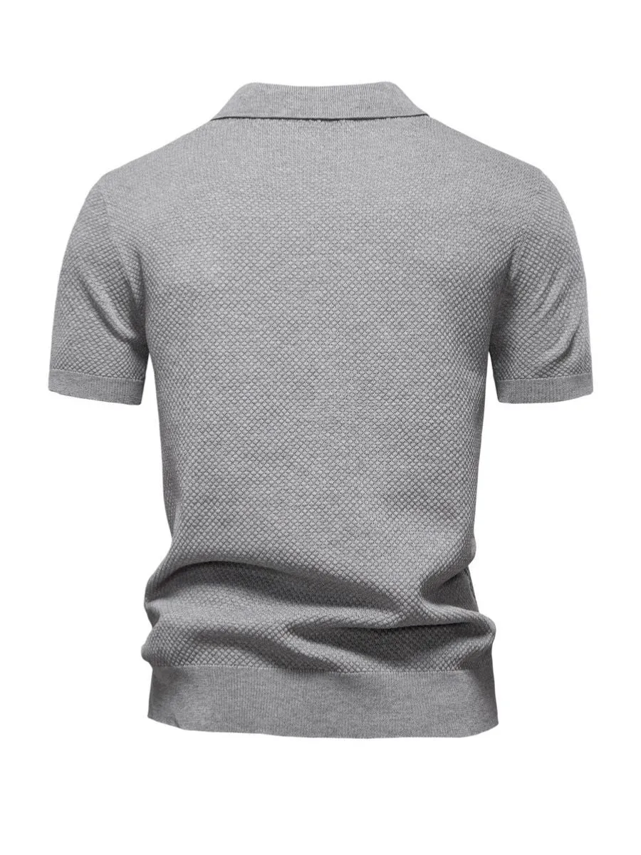 Elegant Textured Short Sleeve Polo