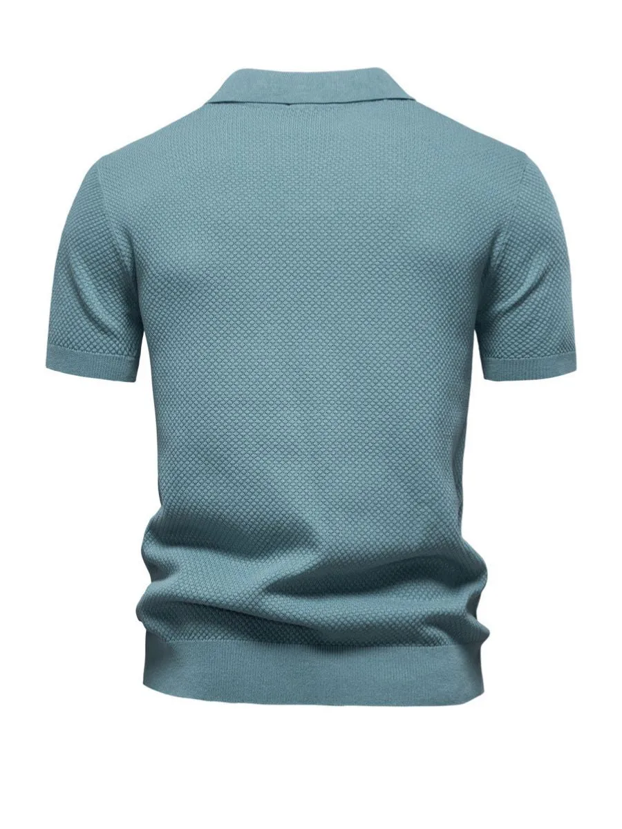 Elegant Textured Short Sleeve Polo