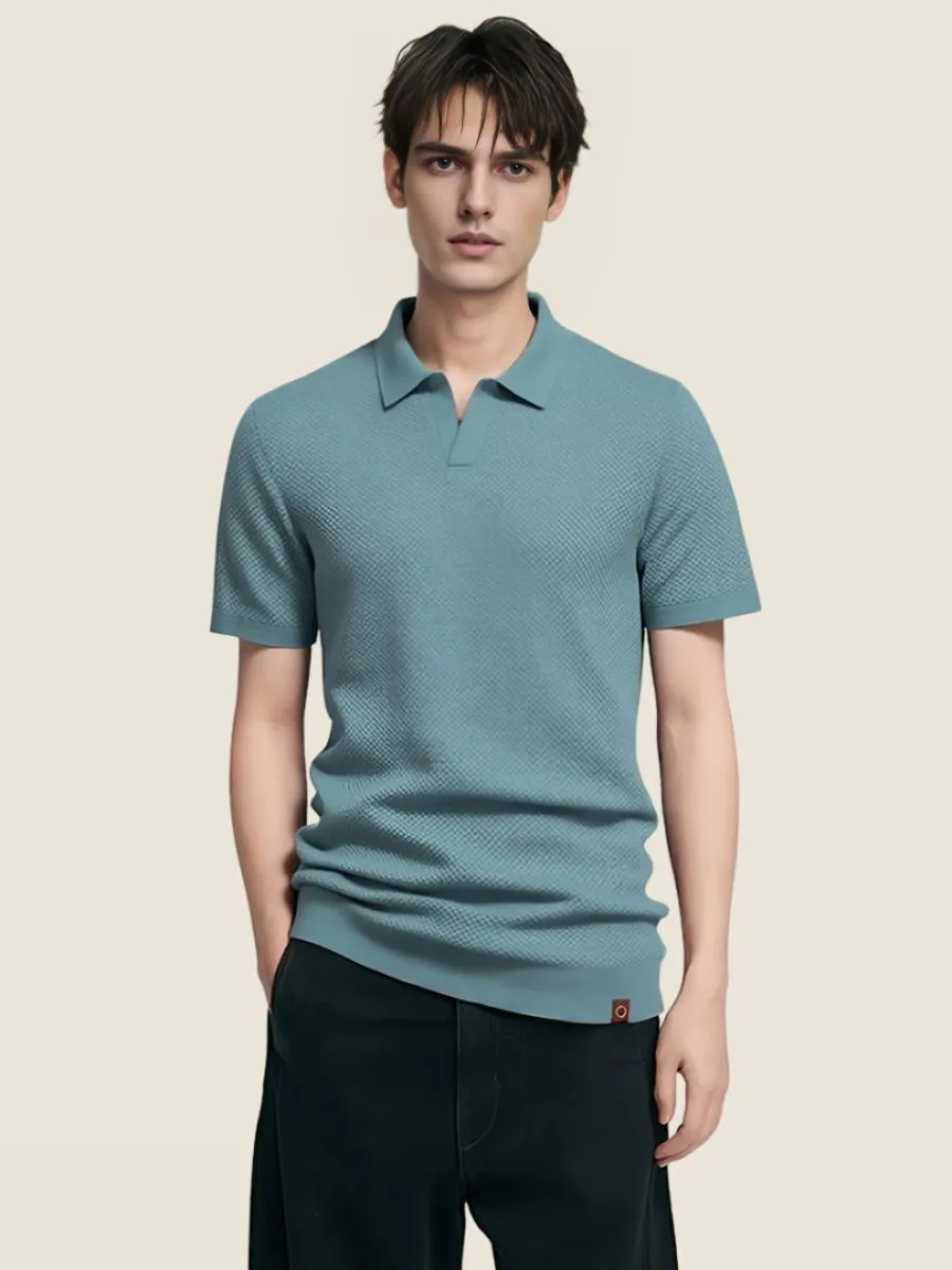 Elegant Textured Short Sleeve Polo
