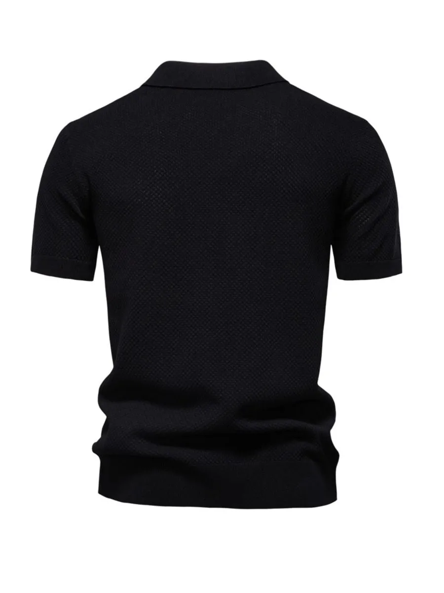 Elegant Textured Short Sleeve Polo