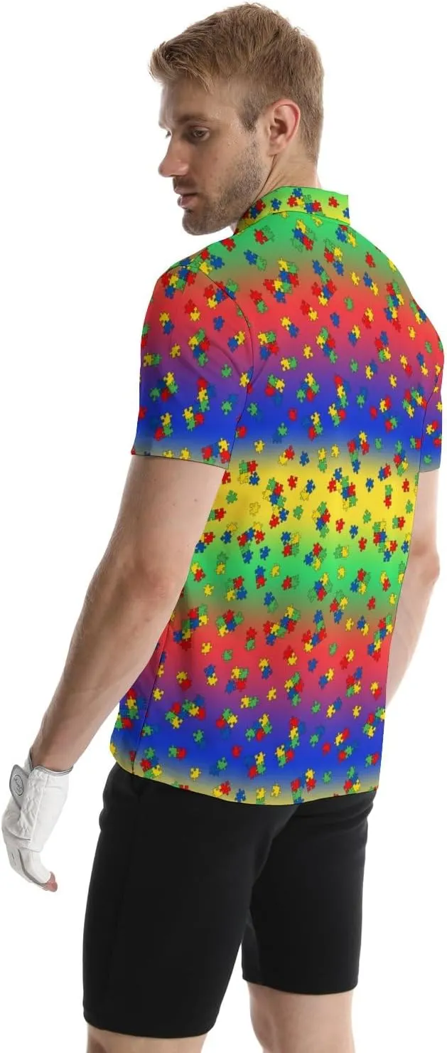 Funny Golf Polos for Men Funny Print Short Sleeve Shirts Quick Dry Polo Shirts Hawaiian Shirt Performance Golf Outfits