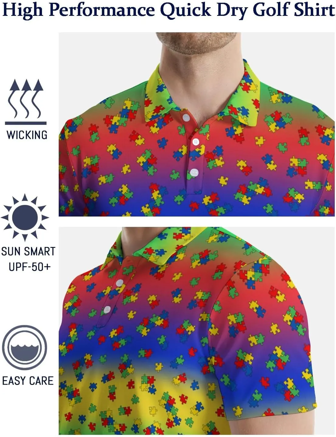 Funny Golf Polos for Men Funny Print Short Sleeve Shirts Quick Dry Polo Shirts Hawaiian Shirt Performance Golf Outfits