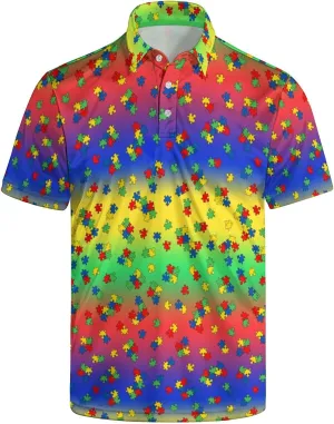 Funny Golf Polos for Men Funny Print Short Sleeve Shirts Quick Dry Polo Shirts Hawaiian Shirt Performance Golf Outfits