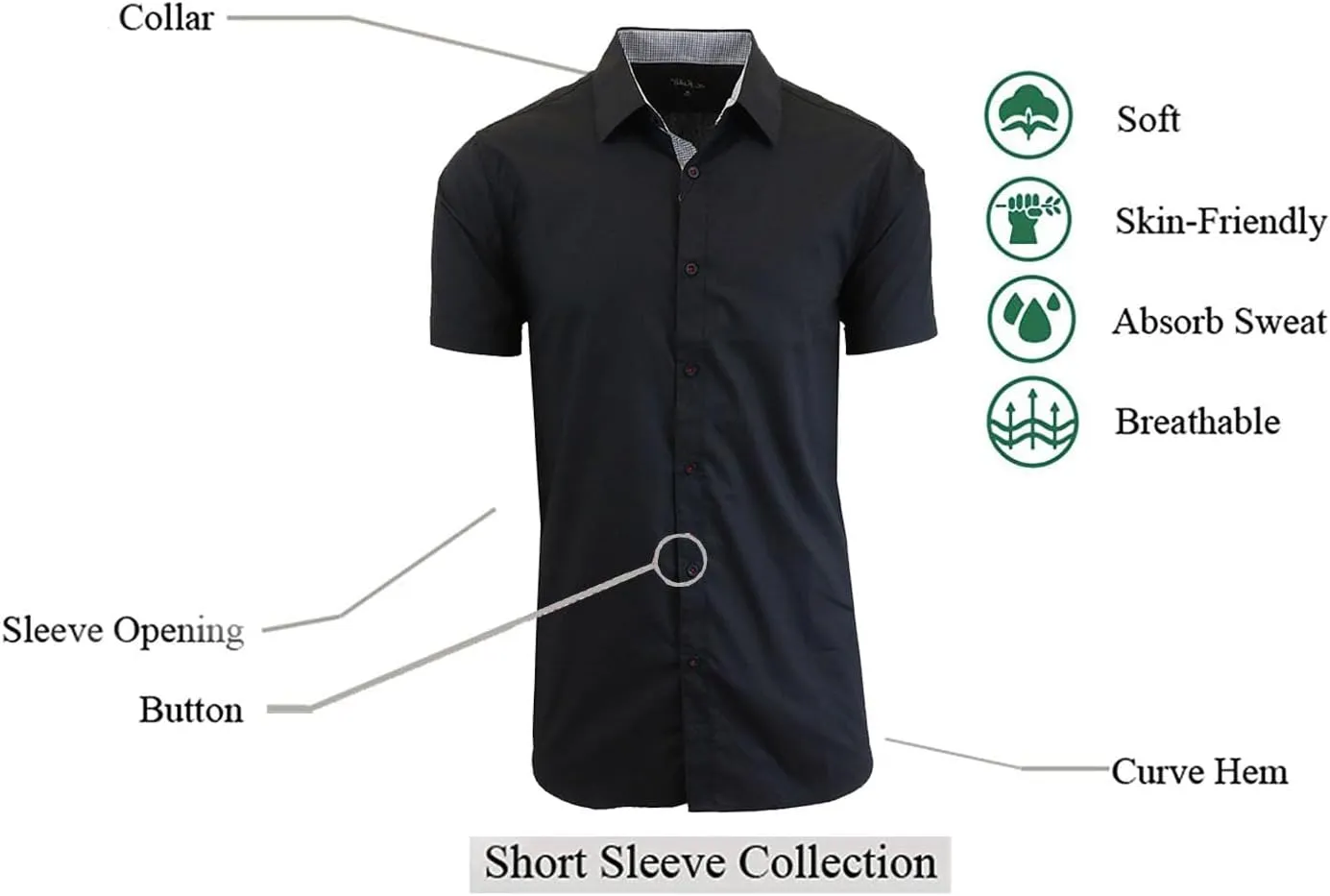 Galaxy by Harvic Mens Slim Fit Short Sleeve Button Up Dress Shirt (S- 5XL)
