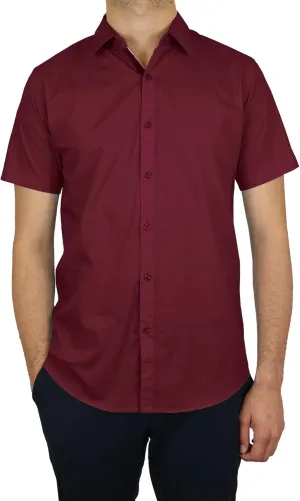 Galaxy by Harvic Mens Slim Fit Short Sleeve Button Up Dress Shirt (S- 5XL)