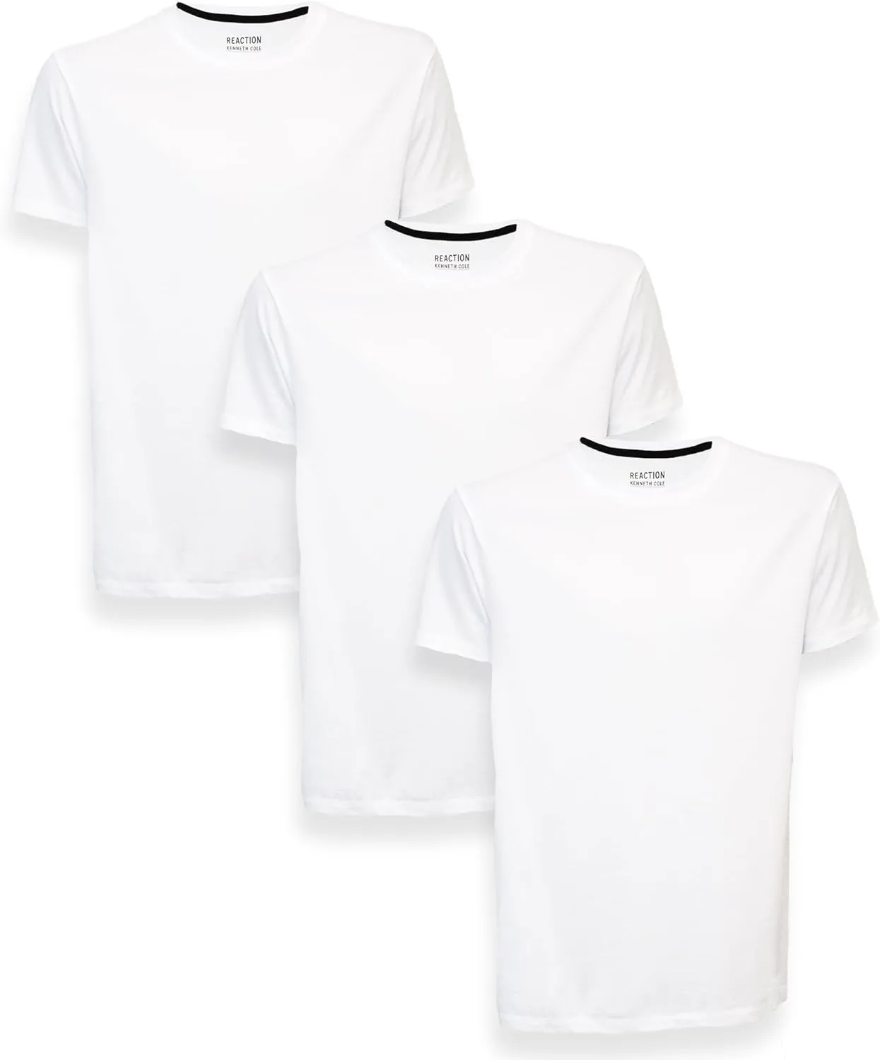 Kenneth Cole REACTION Mens T-Shirt Pack of 3 - UPF 50 Cotton/Spandex Jersey Slim Fit T Shirts for Men 3-Pack