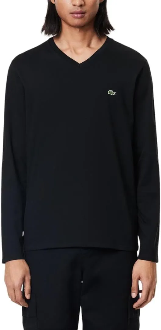 Lacoste Men's V Neck Lightweight Pima Cotton Jersey T-Shirt