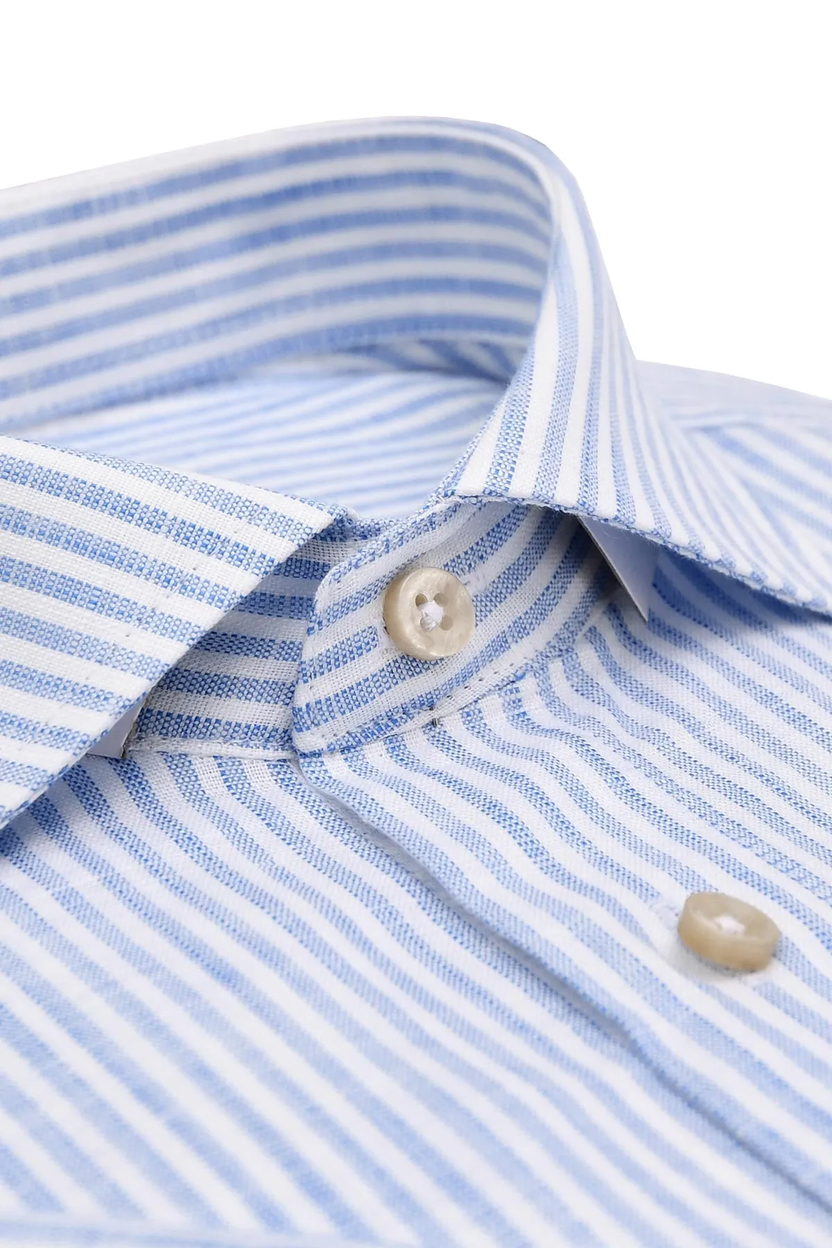 Light blue striped regular fit short sleeve shirt