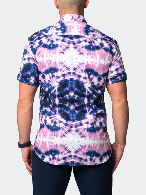 Maceoo Stretch Short-Sleeve Shirt | Galileo TieDyeStars Blue