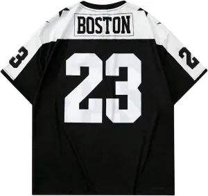 Men's Number Graphic Short Sleeve Jersey Shirts Oversized Y2K Star V Neck Colorblock Tee Shirt Top
