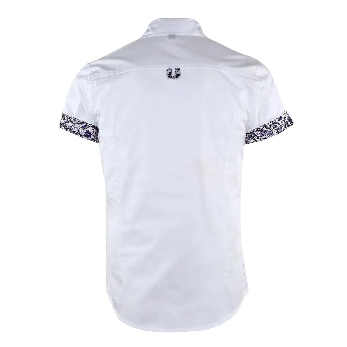 Men's Short Sleeve Floral Print Patchwork Button Down  Shirts