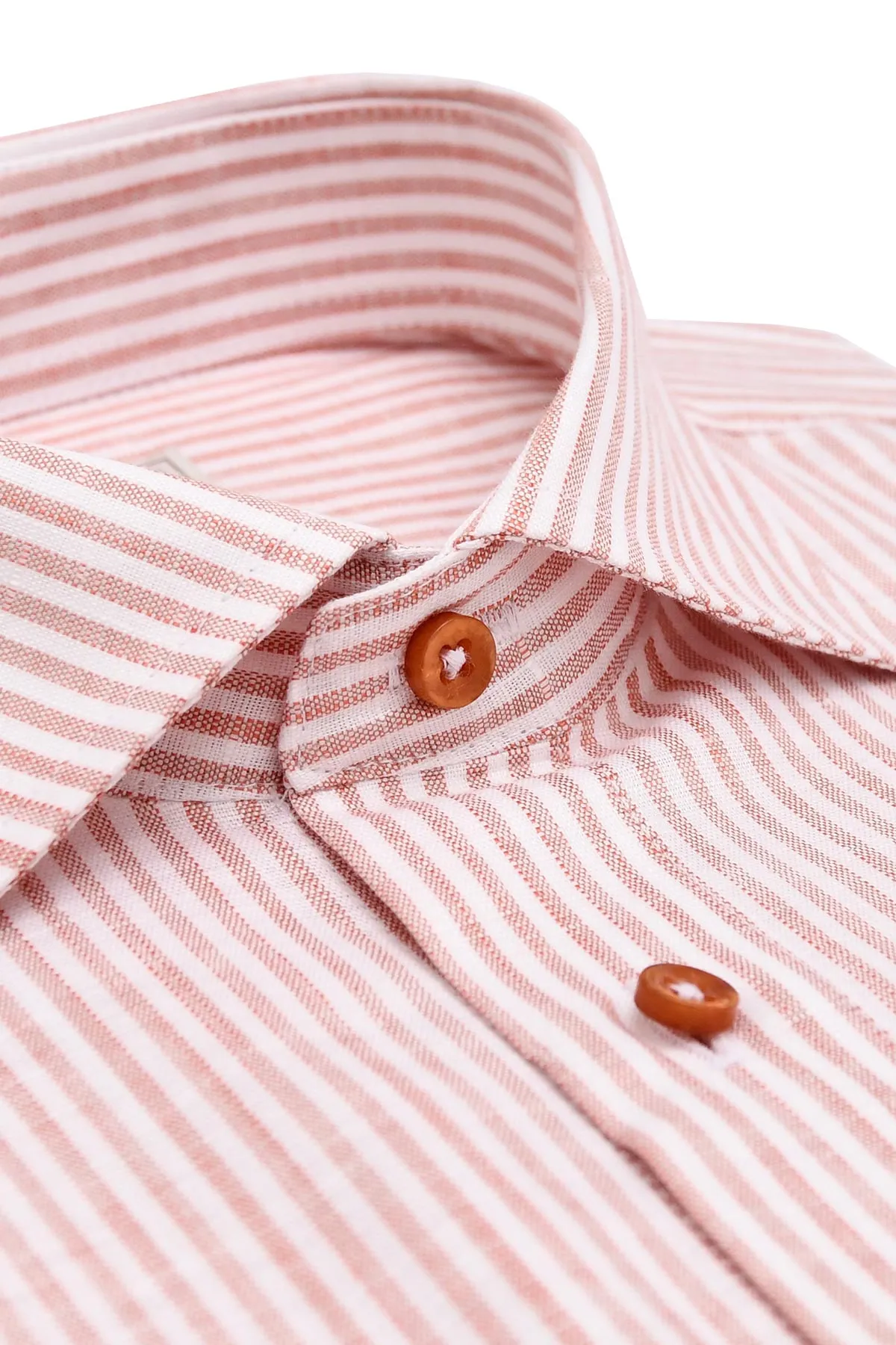 Orange striped regular fit short sleeve shirt