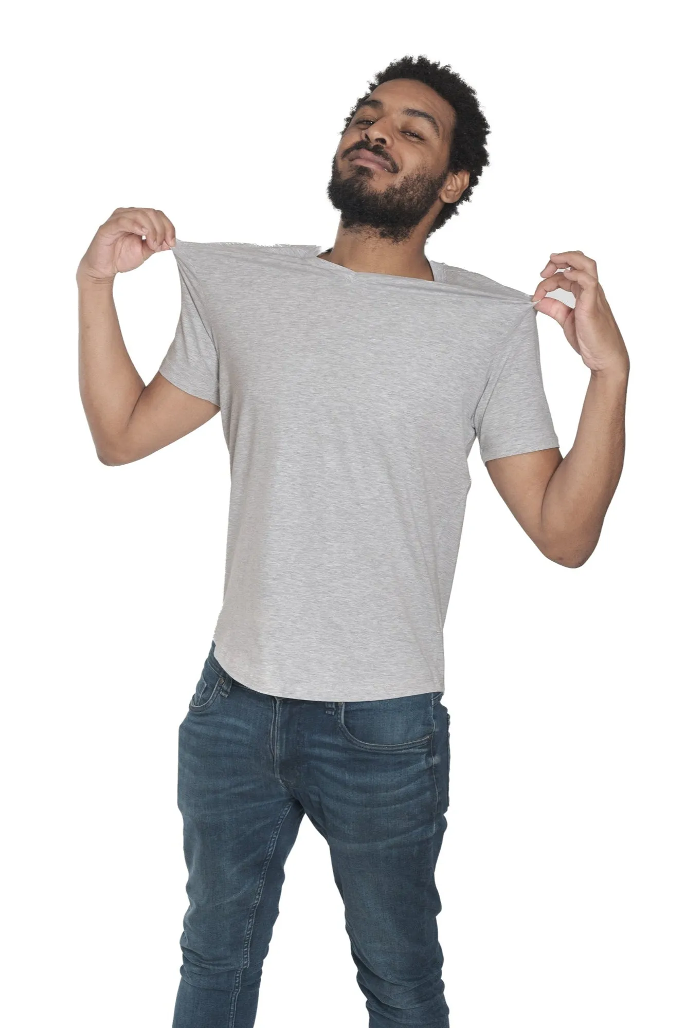 Organic V-Neck T-Shirt / Heather Grey