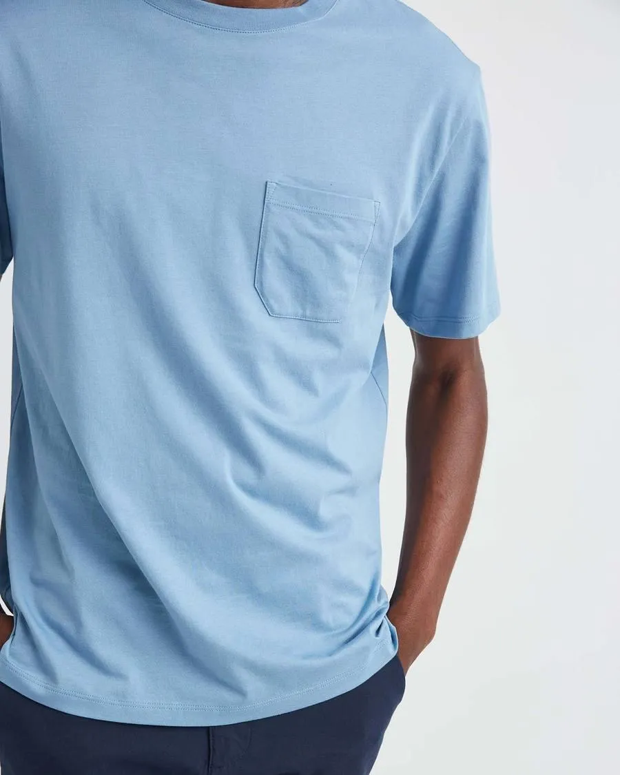Pima Crew Pocket Tee (Blue Heaven)