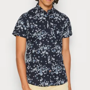 Printed Short Sleeve Poplin Shirt (Blue Fireworks)