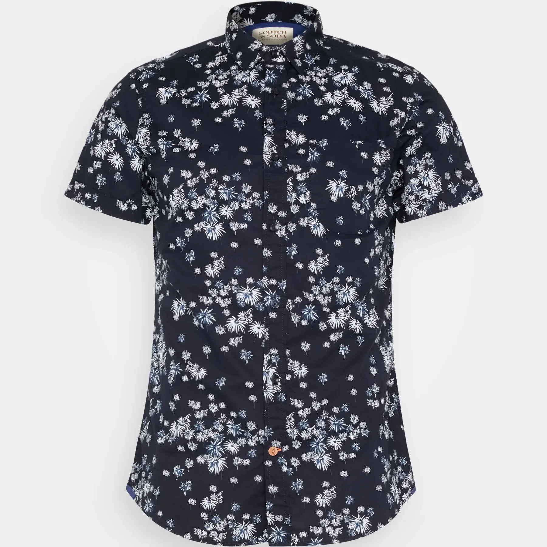 Printed Short Sleeve Poplin Shirt (Blue Fireworks)