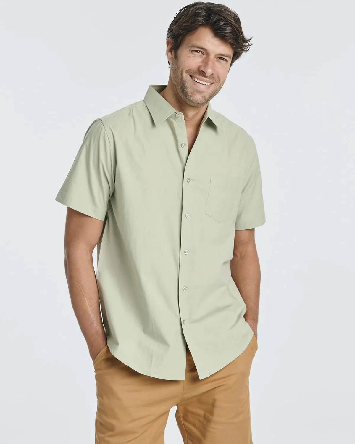 Real Essentials 3 Pack: Men's Regular-Fit Short-Sleeve Poplin Shirt (Available in Big & Tall)