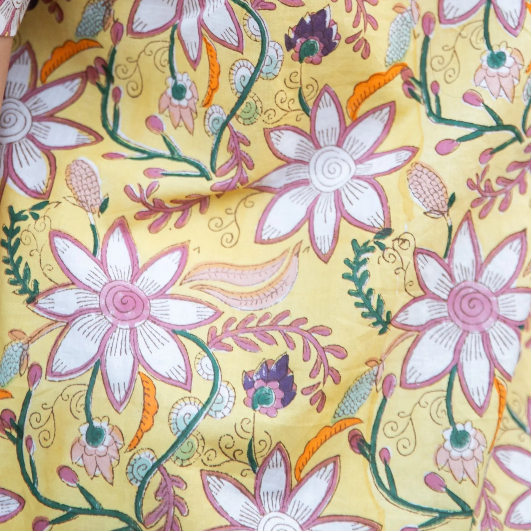 Ruhani Yellow Paisley Blockprinted Cotton Kurti