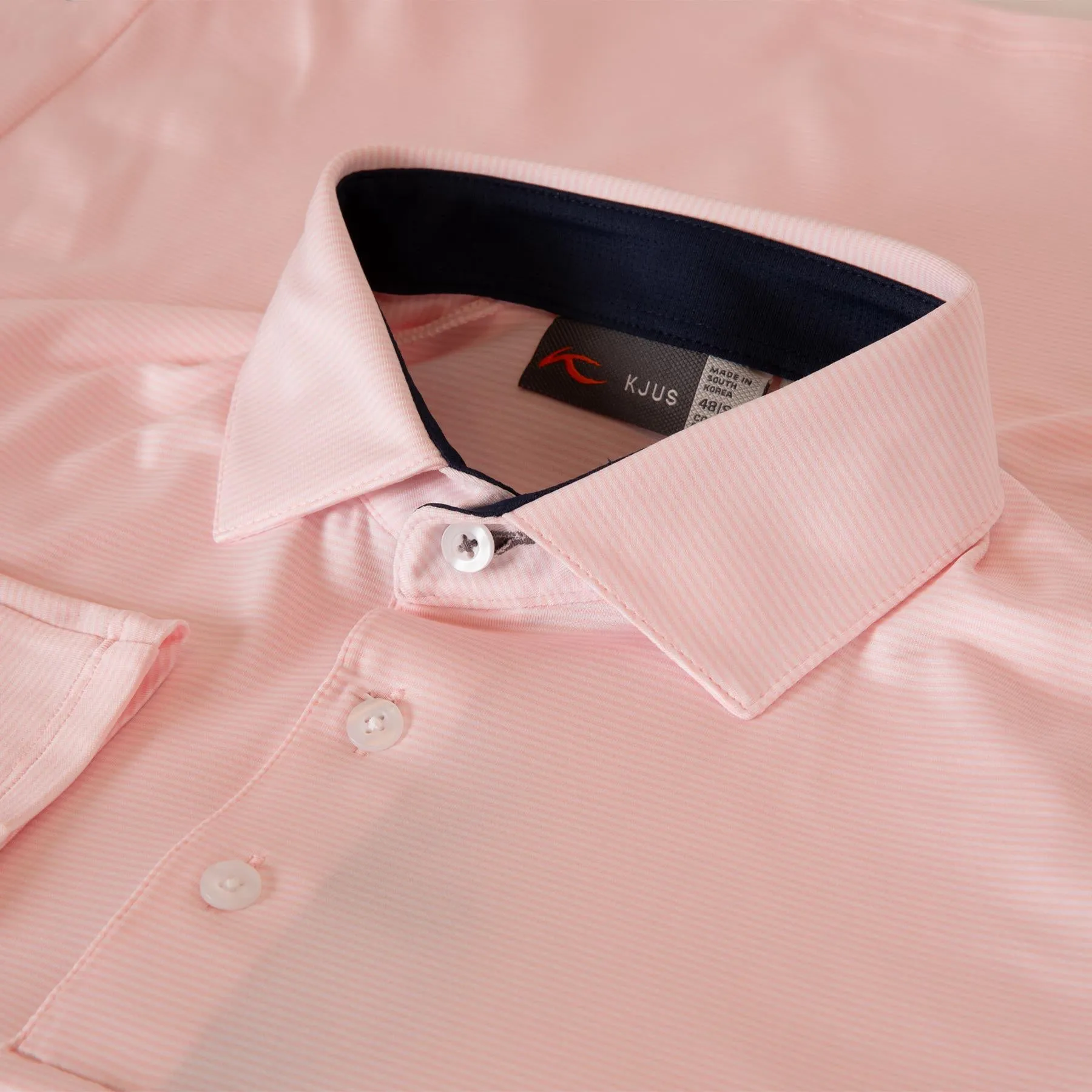 Soren Stripe LS Polo Pink Salt/White - SS24