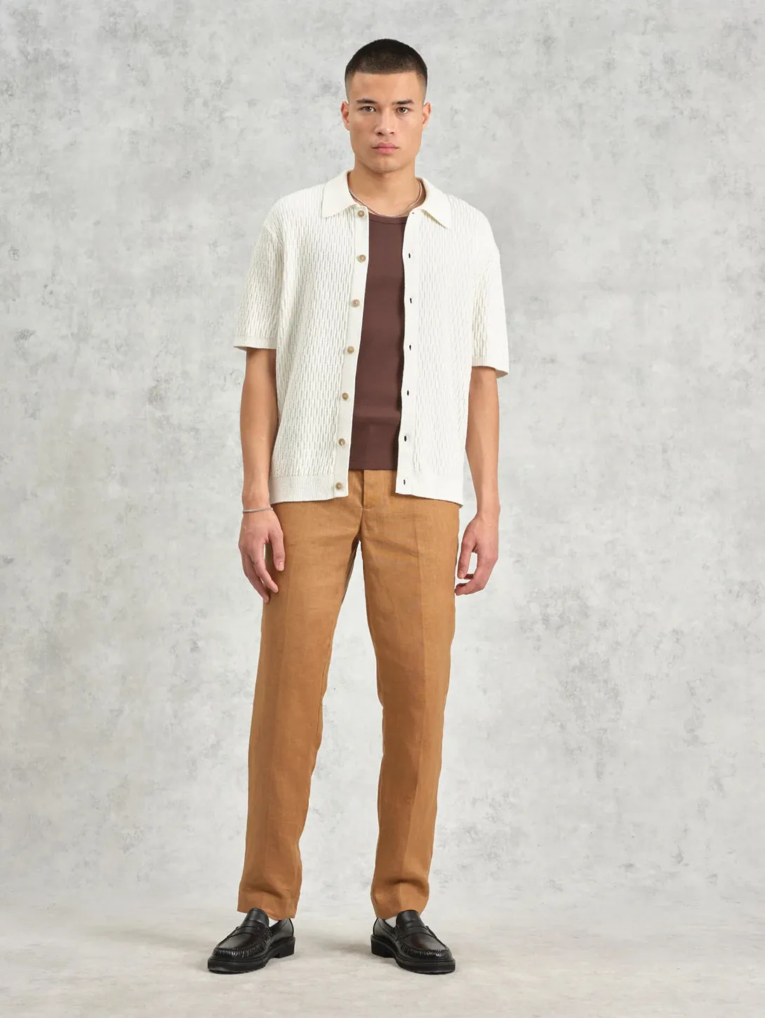 Tellaro Shirt - Ecru Honeycomb Knit