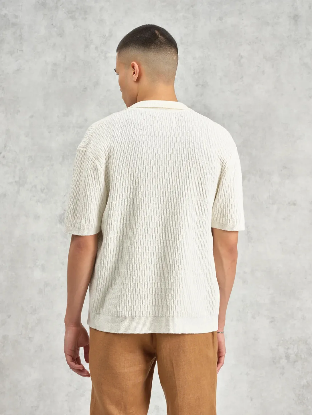 Tellaro Shirt - Ecru Honeycomb Knit