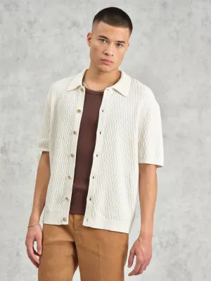 Tellaro Shirt - Ecru Honeycomb Knit